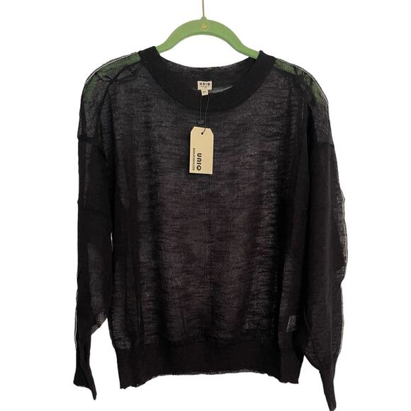 UNIQ Women's Black Sheer Long Sleeve Sweater Style SW-70617 Size M/L NWT - Picture 1 of 9
